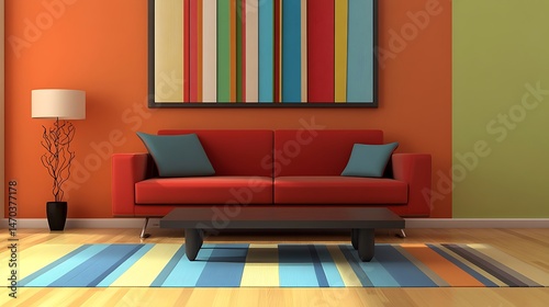 Colorful Living Room Interior Design.