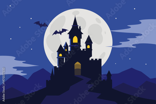 halloween castle in the night