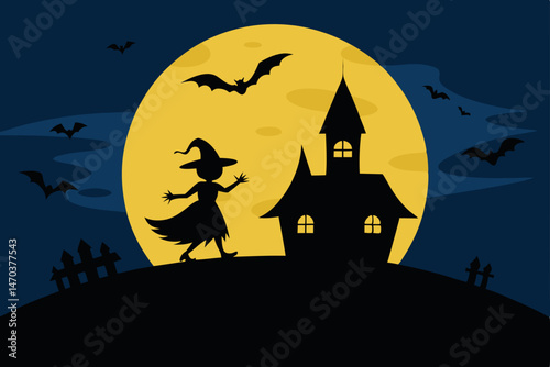 halloween background with castle and pumpkin