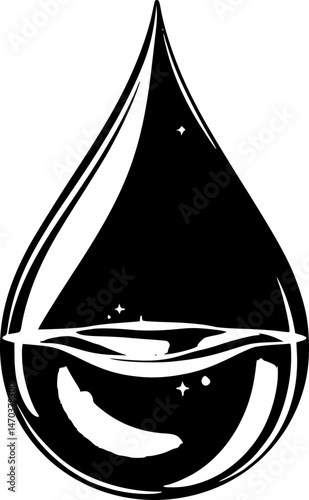 Water Drop Icon: Black and White Vector