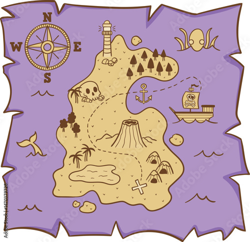 fascinating pirate-themed map for kids to embark on a treasure hunt