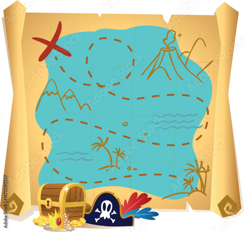 beautifully crafted pirate map for children to uncover treasure