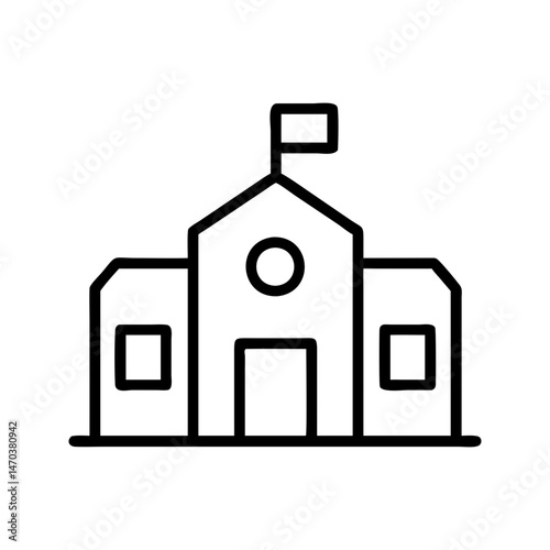 Outline icon of a school or university campus building.