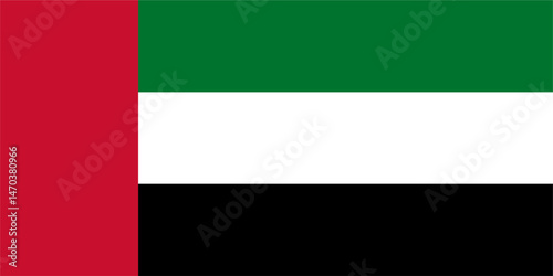 The flag of the United Arab Emirates, with accurate proportions and colors. Vector image.