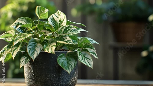 A Stunning Philodendron Birkin in a Dark Grey Pot
