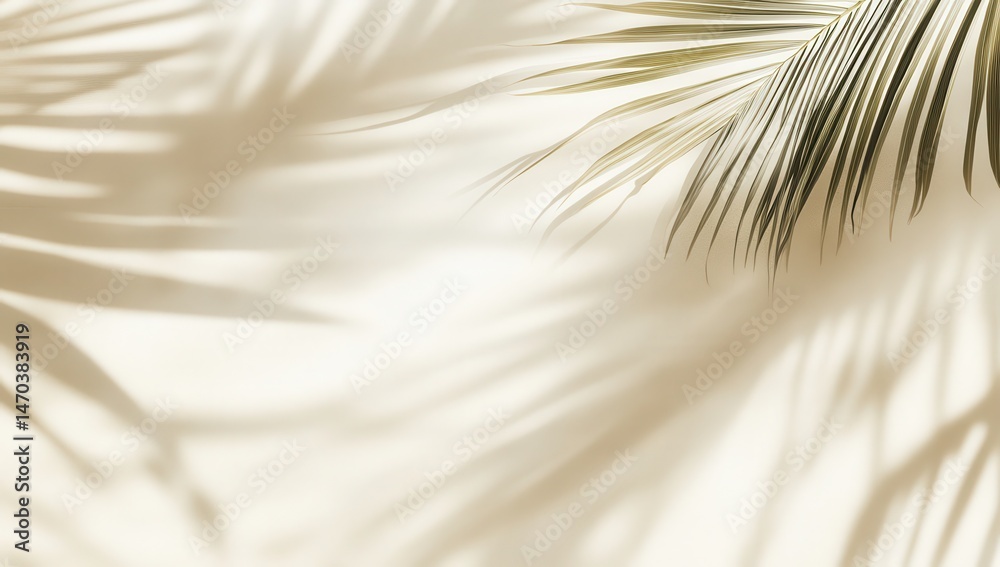 Fototapeta premium Palm leaf shadows on a light beige background