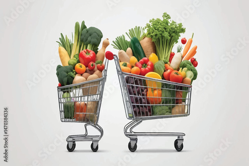 Shopping cart full of groceries