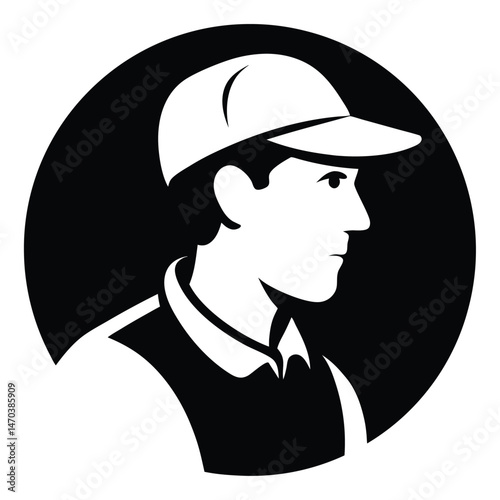 sports player golfer man with baseball cap silh copy
