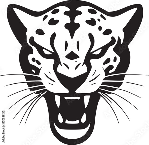 Cheetah Head Vector - Monochrome Predator: Modern Angry Cheetah Logo Design
