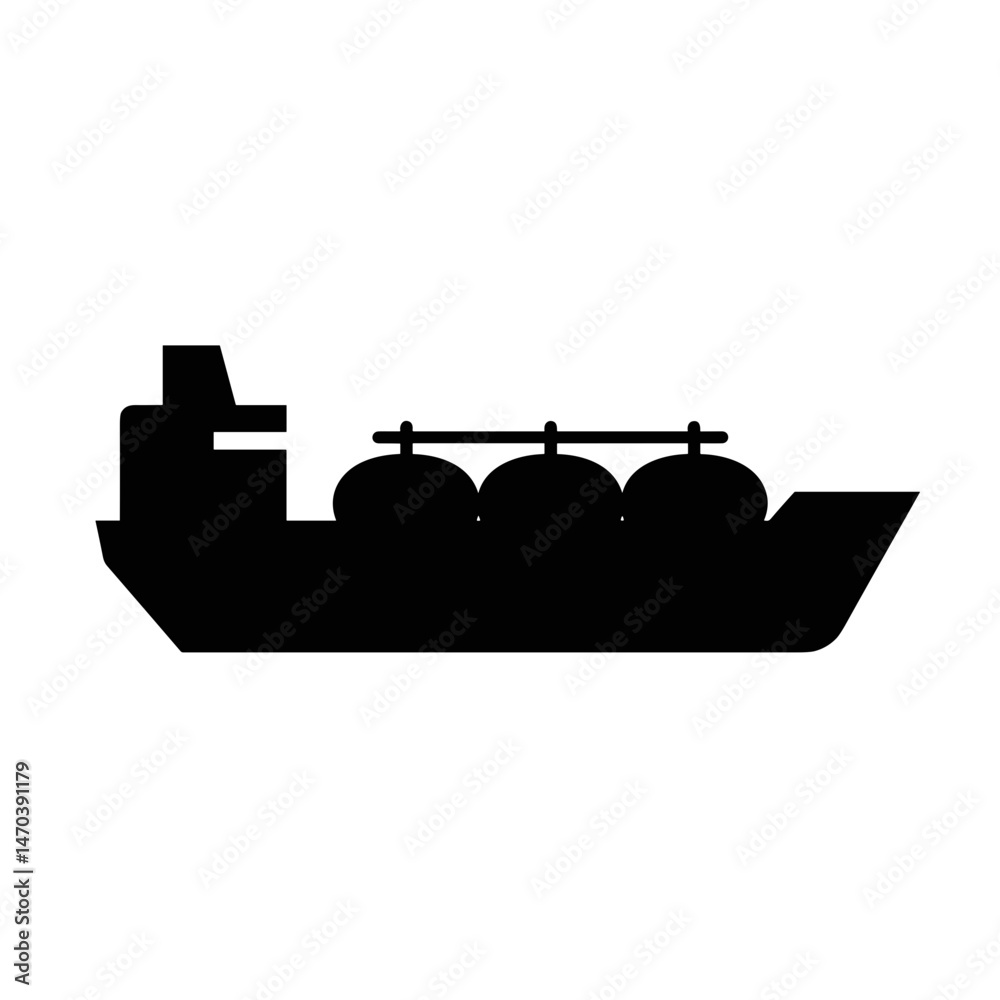Obraz premium Oil Tanker Silhouette Transporting Cargo on a Simple Background 