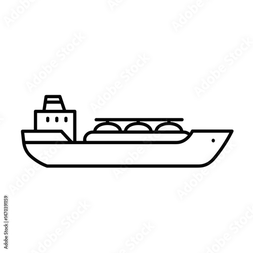Oil tanker line drawing against a minimalistic white background  