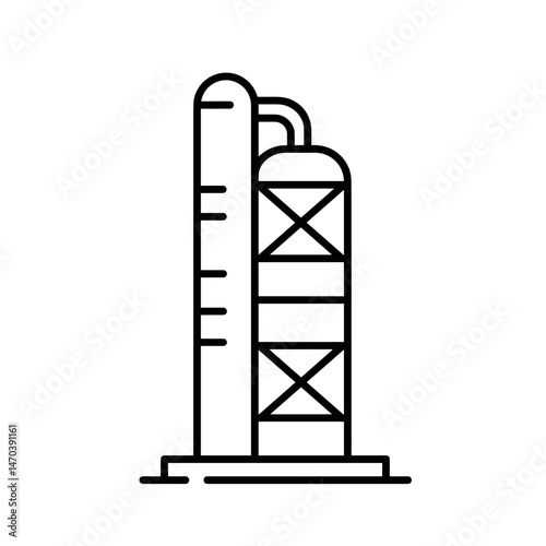 Refinery tower outline graphic representing oil industry  