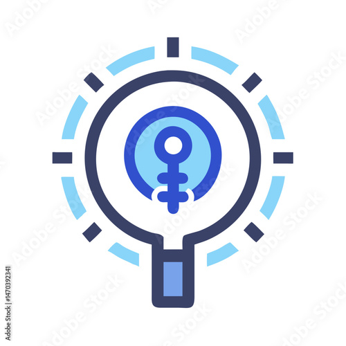 Vector magnifying glass with key icon for investigation and cybersecurity analysis, copy space