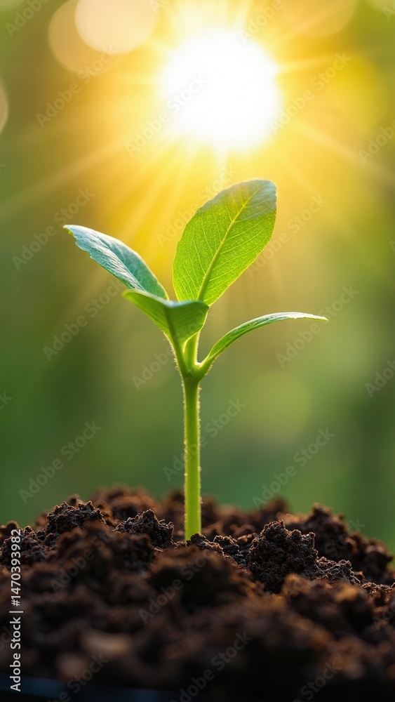 Young plant growing at sunlight. Environment and ecology concept. Sources for renewable, sustainable development..