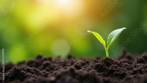 Obraz na płótnie Seedling are growing from the rich soil. Concept of business growth, profit, development and success.. w salonie