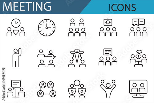 Icon Set for Team Discussions and Business Analytics