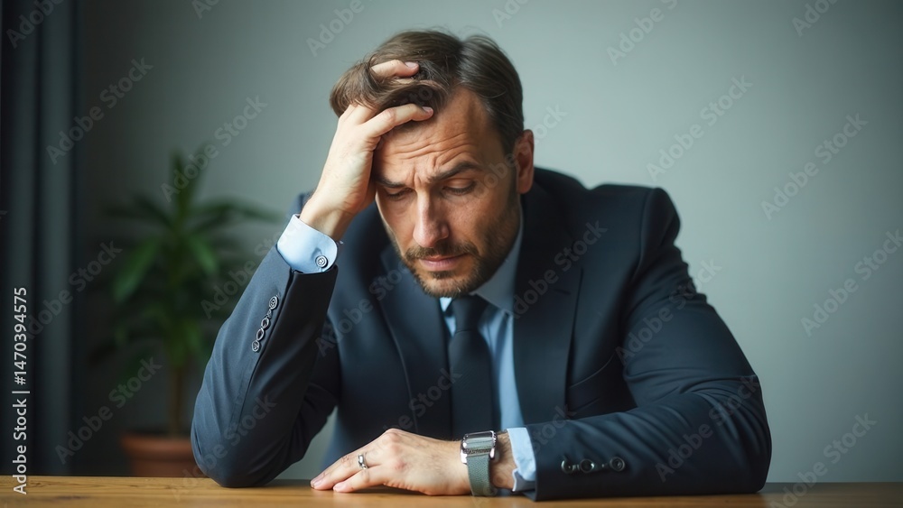 Depressed businessman lost his business. Destroyed businessman. Concept of business loss, bankruptcy and crisis..
