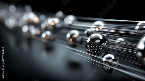 Shiny spheres on thin lines.
