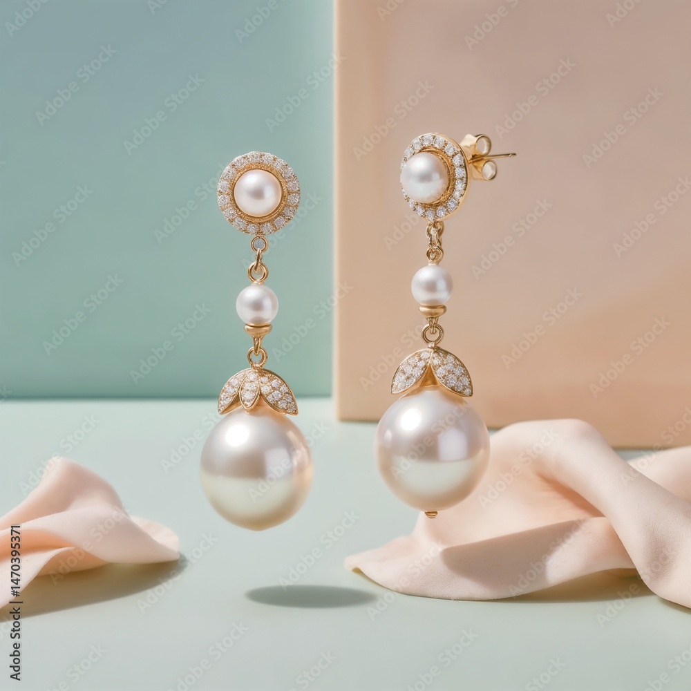 Elegant pearl earrings with gold accents against a soft backdrop