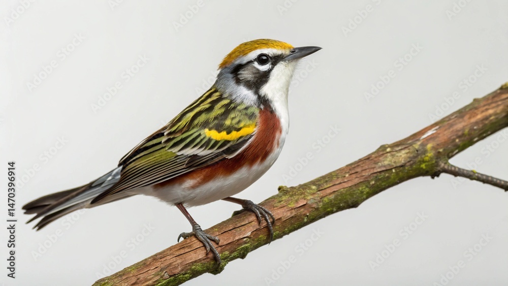 Fototapeta premium Chestnut-Sided Warbler on studio background