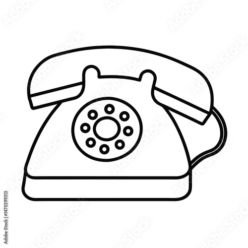 retro telephone isolated on white background