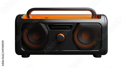 Portable Boombox Speaker Music Audio Device with Orange Accents 