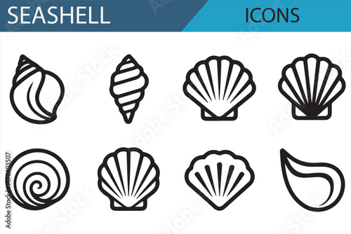 Seashell Icons for Summer, Tropical, and Marine-themed Designs
