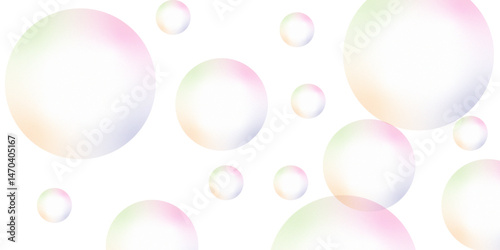 Design soap bubbles on a white background. Abstract white background with colorful gradient circle. Colorful transparent pink, blue and soap bubbles floating in the air. Vector glossy oxygen magic