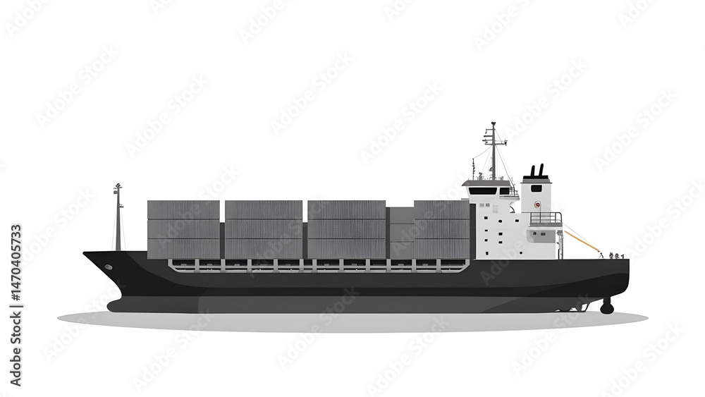 Obraz premium Cargo ship carrying Container boxes vector illustration background isolated white 