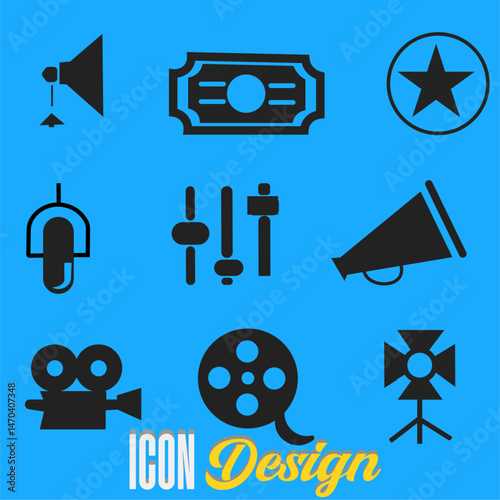 Flat Media & Film Production Icons Set – Vector Design Elements