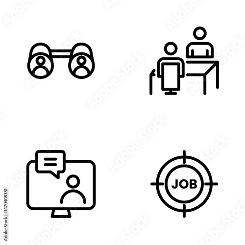 Hiring Process Line Icons. Recruitment, Job Application, Interview, Candidate Selection Vector Set