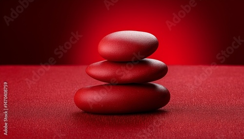 a stack of red pebbles on a red background