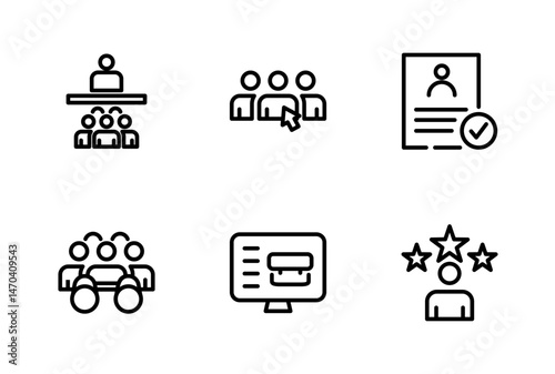 Hiring Process Line Icons. Recruitment, Job Application, Interview, Candidate Selection Vector Set
