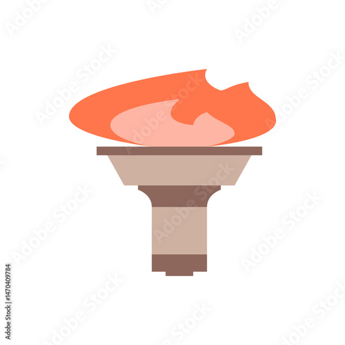 Illustration of a stylized torch with a bright orange flame on top against a white isolated background
