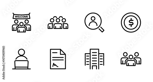 Hiring Process Line Icons. Recruitment, Job Application, Interview, Candidate Selection Vector Set