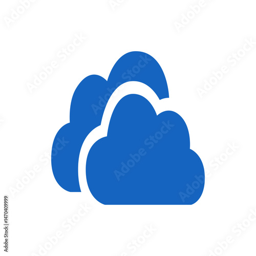 Two blue clouds overlapping each other on a white background creating a simple and clean design element