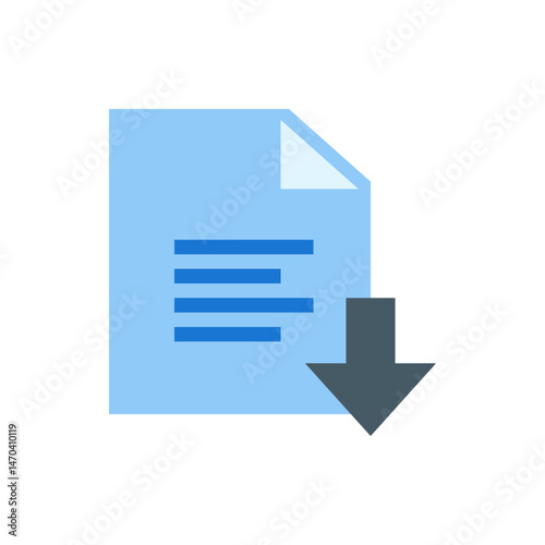 Illustration of a document icon with text lines and a downward pointing arrow indicating downloading file