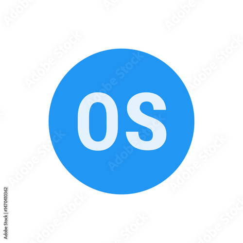 The image shows a blue circle with the letters os in white centered inside the circle on a white background