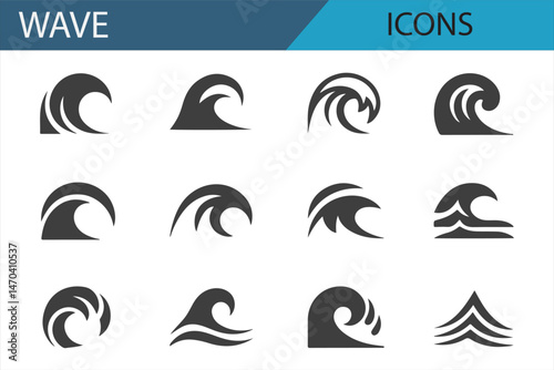 A Digital Set of Waves Representing Water, Ocean, and Surf Themes