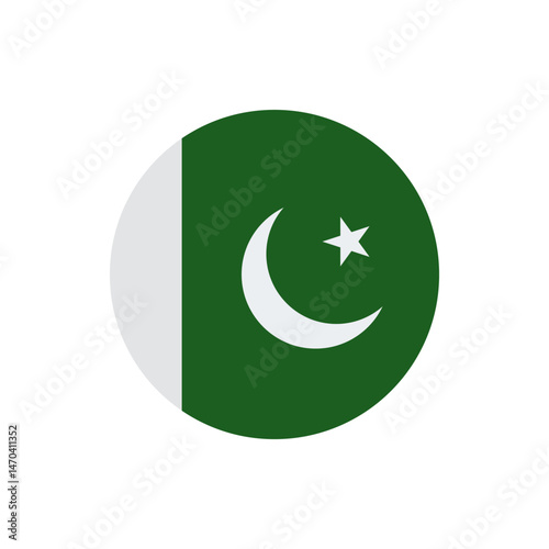 Illustration of the flag of pakistan featuring a green field a white crescent moon and a five pointed star