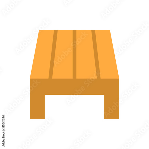 Illustration of a simple wooden pallet with a flat top and supporting blocks on a white background view
