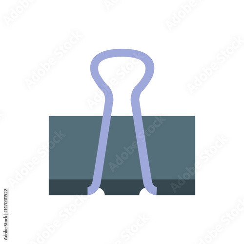Illustration of a light blue binder clip with dark gray base against a white background in simple style