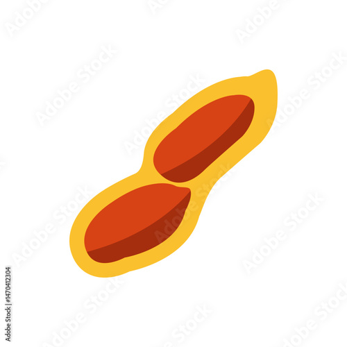 Illustration of a peanut with two kernels inside its shell on a white background in a simple cartoon style