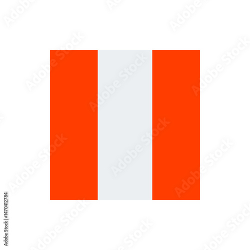 Illustration of a flag with two vertical orange stripes and a central white stripe in a simple design