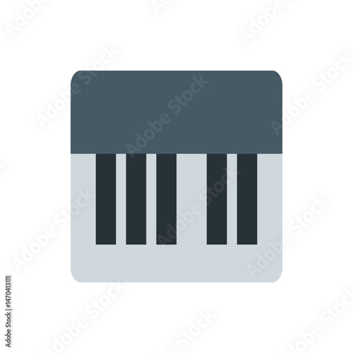Illustration of a rectangular object with rounded corners and alternating gray and dark gray bars design