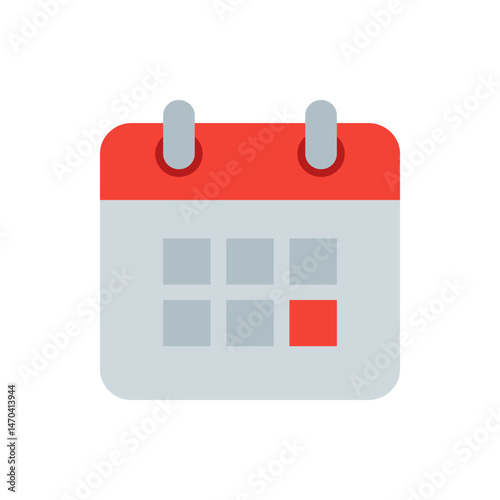 Illustration of a calendar with a red top and a red square marking a specific date on the calendar grid