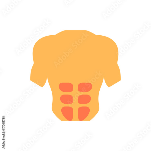 Illustration of a muscular torso with well defined abdominal muscles in a cartoon style design image