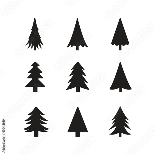 Christmas Tree Icon Set Vector Design.