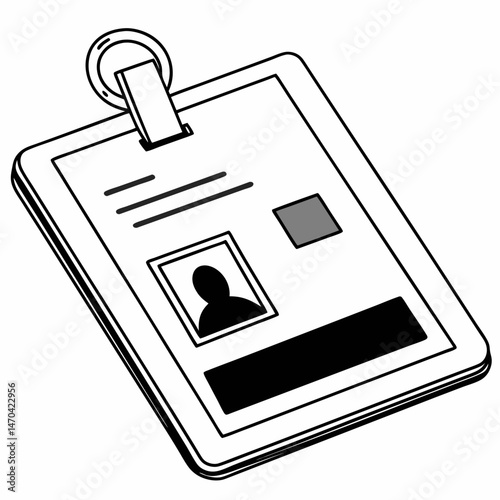 名札バッジの線画イラスト / Line illustration of name badge
