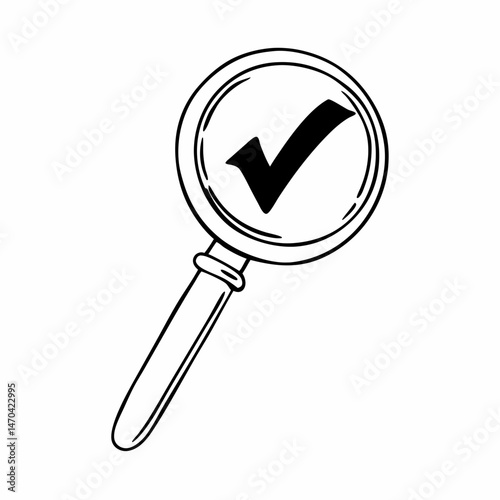 チェックマーク付き虫眼鏡アイコン / Magnifying glass with checkmark icon